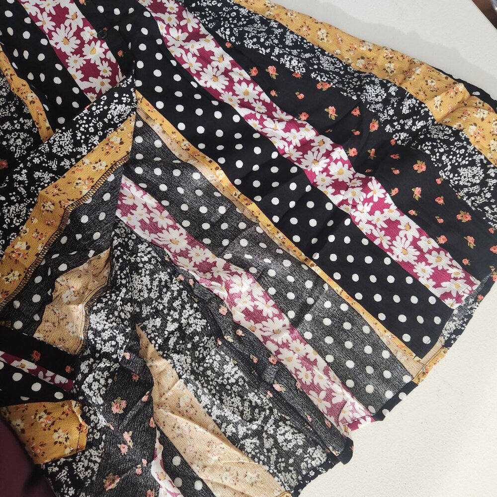 Colorful Forever 21 Dress long Small Patchwork Polka Dots & Florals Cottagecore - Picture 9 of 13